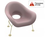 Кресло лаунж пластиковое Qeeboo Pupa Brass Base IN металл, полиэтилен латунь, розовый Фото 1