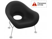 Кресло лаунж пластиковое Qeeboo Pupa Chrome Base IN металл, полиэтилен хром, черный Фото 1
