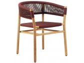 Кресло деревянное плетеное Ethimo Kilt тик, роуп натуральный тик, рубиново-винный Фото 1