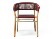 Кресло деревянное плетеное Ethimo Kilt тик, роуп натуральный тик, рубиново-винный Фото 4