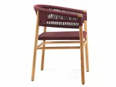 Кресло деревянное плетеное Ethimo Kilt тик, роуп натуральный тик, рубиново-винный Фото 5
