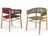 Кресло деревянное плетеное Ethimo Kilt тик, роуп натуральный тик, рубиново-винный Фото 12