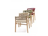 Кресло деревянное плетеное Ethimo Kilt тик, роуп натуральный тик, рубиново-винный Фото 11