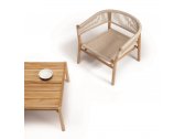 Кресло лаунж деревянное плетеное Ethimo Kilt тик, роуп натуральный тик, песочный Фото 6