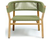 Кресло лаунж деревянное плетеное Ethimo Kilt тик, роуп натуральный тик, оливковый Фото 1