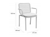 Кресло металлическое с подушкой Tagliamento Armona алюминий, тик, акрил белый, терракотовый Фото 2