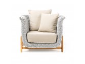Комплект плетеной лаунж мебели RosaDesign Zante тик, алюминий, роуп, ткань натуральный, белый, серый Фото 4