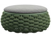 Пуф-столик плетеный с подушкой Tagliamento Pouf алюминий, роуп, акрил зеленый, светло-серый Фото 1