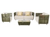 Комплект плетеной лаунж мебели RosaDesign Gilda алюминий, роуп, закаленное стекло, ткань антрацит, зеленый, серый Фото 1