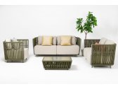 Комплект плетеной лаунж мебели RosaDesign Gilda алюминий, роуп, закаленное стекло, ткань антрацит, зеленый, серый Фото 2