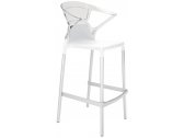 Кресло пластиковое барное PAPATYA Ego-K Bar алюминий, стеклопластик, поликарбонат сатинированный алюминий, белый, прозрачный Фото 1