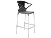 Кресло пластиковое барное PAPATYA Ego-K Bar алюминий, стеклопластик, поликарбонат сатинированный алюминий, антрацит матовый, черный Фото 1