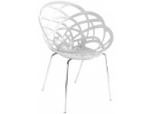 Кресло пластиковое PAPATYA Flora-ML сталь, поликарбонат хромированный, белый матовый Фото 1