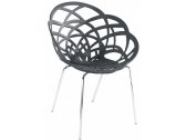 Кресло пластиковое PAPATYA Flora-ML сталь, поликарбонат хромированный, антрацит матовый Фото 1
