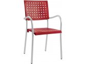 Кресло пластиковое PAPATYA Karea алюминий, стеклопластик сатинированный алюминий, красный Фото 1