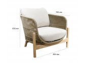 Комплект деревянной плетеной мебели Tagliamento Talara акация, роуп, олефин, искусственный камень бежевый, лен Фото 3