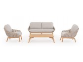 Лаунж-кресло плетеное с подушками Garden Relax Tamires тик, алюминий, роуп, олефин натуральный, бежевый, серый Фото 9