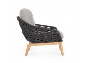 Лаунж-кресло плетеное с подушками Garden Relax Tamires тик, алюминий, роуп, олефин натуральный, антрацит, серый Фото 3