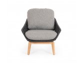 Лаунж-кресло плетеное с подушками Garden Relax Tamires тик, алюминий, роуп, олефин натуральный, антрацит, серый Фото 2