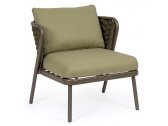 Лаунж-стул плетеный с подушками Garden Relax Harlow алюминий, роуп, олефин коричневый, зеленый, оливковый Фото 1