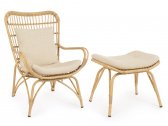 Лаунж-кресло плетеное с подставкой для ног Garden Relax Maela алюминий, искусственный ротанг, ткань натуральный, бежевый Фото 2