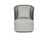Кресло плетеное вращающееся Garden Relax Cuyen алюминий, роуп, ткань антрацит, серый Фото 4