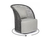 Кресло плетеное вращающееся Garden Relax Cuyen алюминий, роуп, ткань антрацит, серый Фото 3