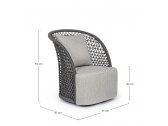 Кресло плетеное вращающееся Garden Relax Cuyen алюминий, роуп, ткань антрацит, серый Фото 2