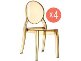 Комплект прозрачных стульев Siesta Contract Elizabeth Set 4 поликарбонат янтарный Фото 1