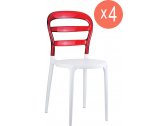 Комплект пластиковых стульев Siesta Contract Miss Bibi Set 4 стеклопластик, поликарбонат белый, красный Фото 1