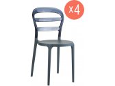 Комплект пластиковых стульев Siesta Contract Miss Bibi Set 4 стеклопластик, поликарбонат темно-серый Фото 1