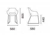 Кресло пластиковое на полозьях PAPATYA Opal Sled Pro сталь, стеклопластик тортора Фото 2