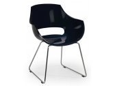 Кресло пластиковое на полозьях PAPATYA Opal Sled сталь, поликарбонат хромированный, черный Фото 1