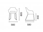 Кресло пластиковое на полозьях PAPATYA Opal Sled сталь, поликарбонат хромированный, черный Фото 2