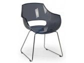Кресло пластиковое на полозьях PAPATYA Opal Sled сталь, поликарбонат хромированный, дымчатый Фото 1
