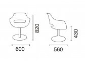 Кресло вращающееся PAPATYA Opal-M Pro сталь, поликарбонат хромированный, кирпично-красный Фото 2
