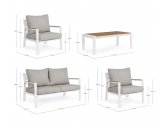 Комплект металлической лаунж мебели Garden Relax Ernst алюминий, ДПК, полиэстер белый, тик, серый Фото 2