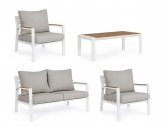 Комплект металлической лаунж мебели Garden Relax Ernst алюминий, ДПК, полиэстер белый, тик, серый Фото 3