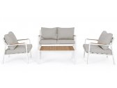 Комплект металлической лаунж мебели Garden Relax Ernst алюминий, ДПК, полиэстер белый, тик, серый Фото 4