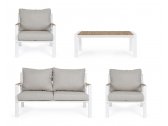 Комплект металлической лаунж мебели Garden Relax Ernst алюминий, ДПК, полиэстер белый, тик, серый Фото 5