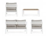 Комплект металлической лаунж мебели Garden Relax Ernst алюминий, ДПК, полиэстер белый, тик, серый Фото 6