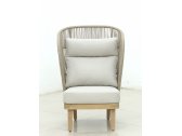 Лаунж-кресло плетеное с высокой спинкой и пуфом Tagliamento Mali эвкалипт, алюминий, роуп, полиэстер натуральный Фото 14