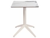 Стол обеденный ламинированный складной Ibiza Quatro Fold алюминий, компакт-ламинат HPL белый, белый мрамор Фото 5