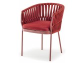 Кресло плетеное с подушкой Grattoni Soho алюминий, роуп, олефин красный Фото 1