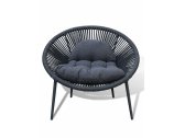 Кресло лаунж плетеное с подушкой Grattoni Nancy алюминий, роуп, олефин антрацит, темно-серый Фото 5