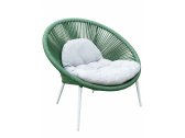 Кресло лаунж плетеное с подушкой Grattoni Nancy алюминий, роуп, олефин белый, зеленый, бежевый Фото 1