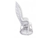 Лаунж-кресло плетеное с подушкой Garden Relax Pavone искусственный ротанг, лоза, хлопок, полиэстер черный, белый Фото 3