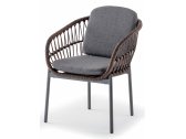 Кресло плетеное с подушками Grattoni Elba алюминий, роуп, олефин антрацит, коричневый, темно-серый Фото 1