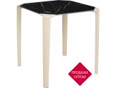 Стол обеденный ламинированный Ibiza One стеклопластик, компакт-ламинат HPL песочный, черный мрамор Фото 1