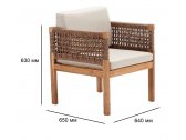 Кресло деревянное плетеное с подушками Tagliamento Vera каштан, искусственный ротанг, олефин Фото 2